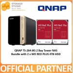 QNAP TS-264-8G 2 Bay Tower NAS Bundle With 2 x 4TB WD Red Plus Hard Disk. Singapore Warranty 2 Years